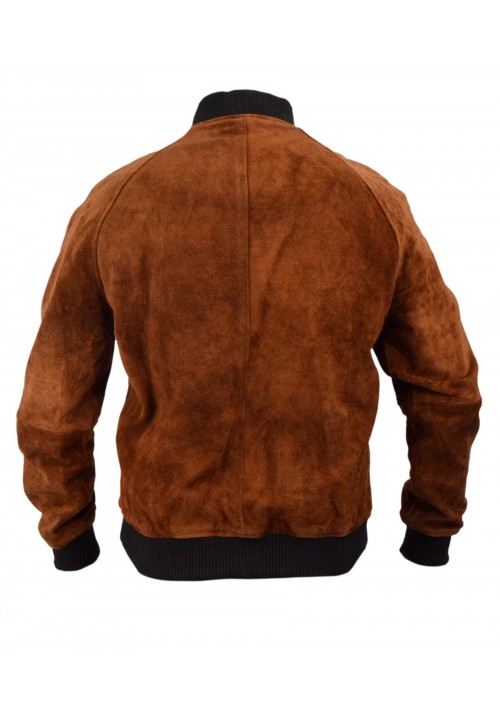 Boy's Aloha Premiere Bradley Cooper Brown Bomber Suede Leather Jacket